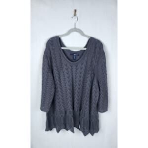 Denim 24/7 Sweater Womens 4X scallop ruffle cozycore cottagecore prariecore